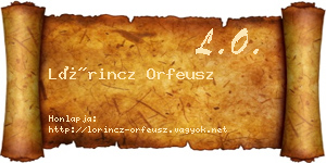 Lőrincz Orfeusz névjegykártya